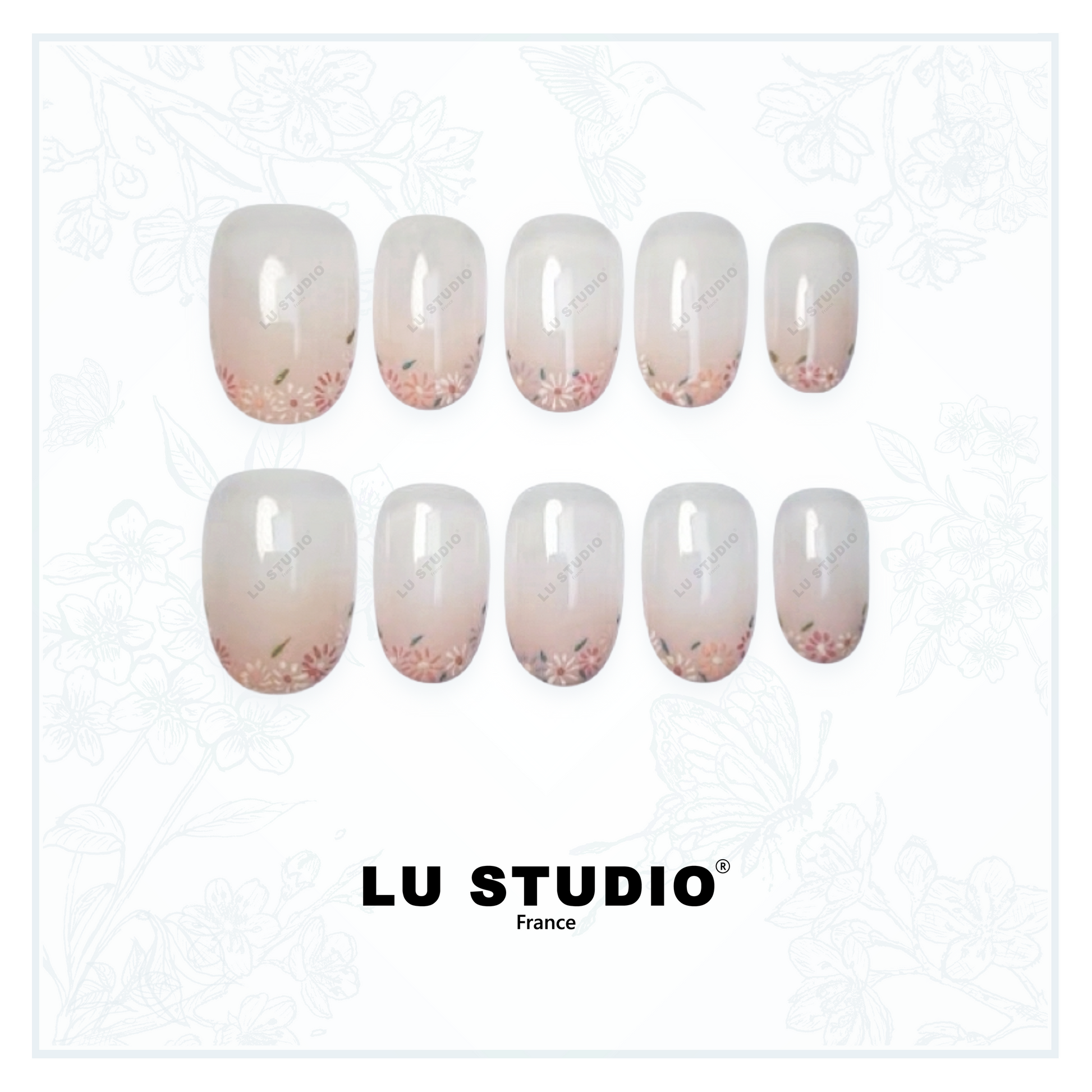 F38 - Marguerites au bout des ongles  |  Faux-ongles réutilisables - Press on nails