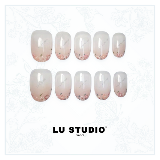 F38 - Marguerites au bout des ongles  |  Faux-ongles réutilisables - Press on nails