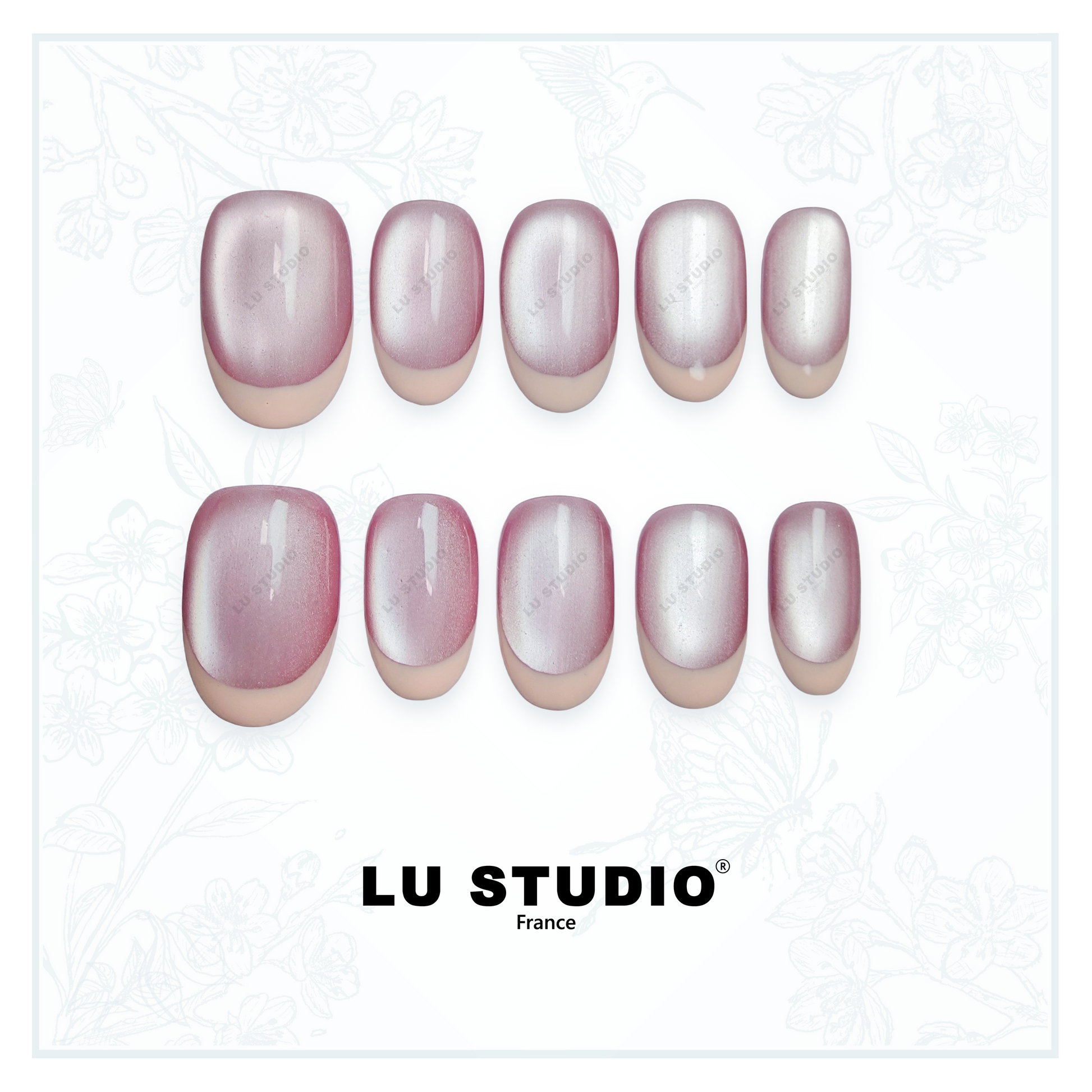 F42 - French rose doux  |  Faux-ongles réutilisables - Press on nails