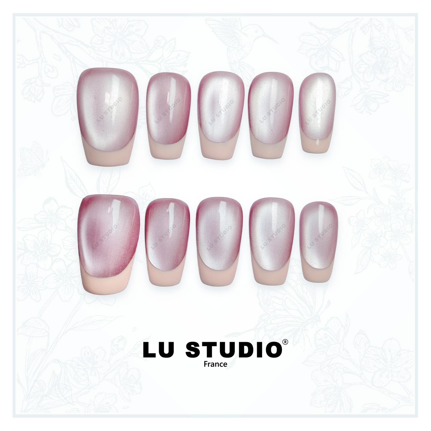 F43 - French rose doux  |  Faux-ongles réutilisables - Press on nails