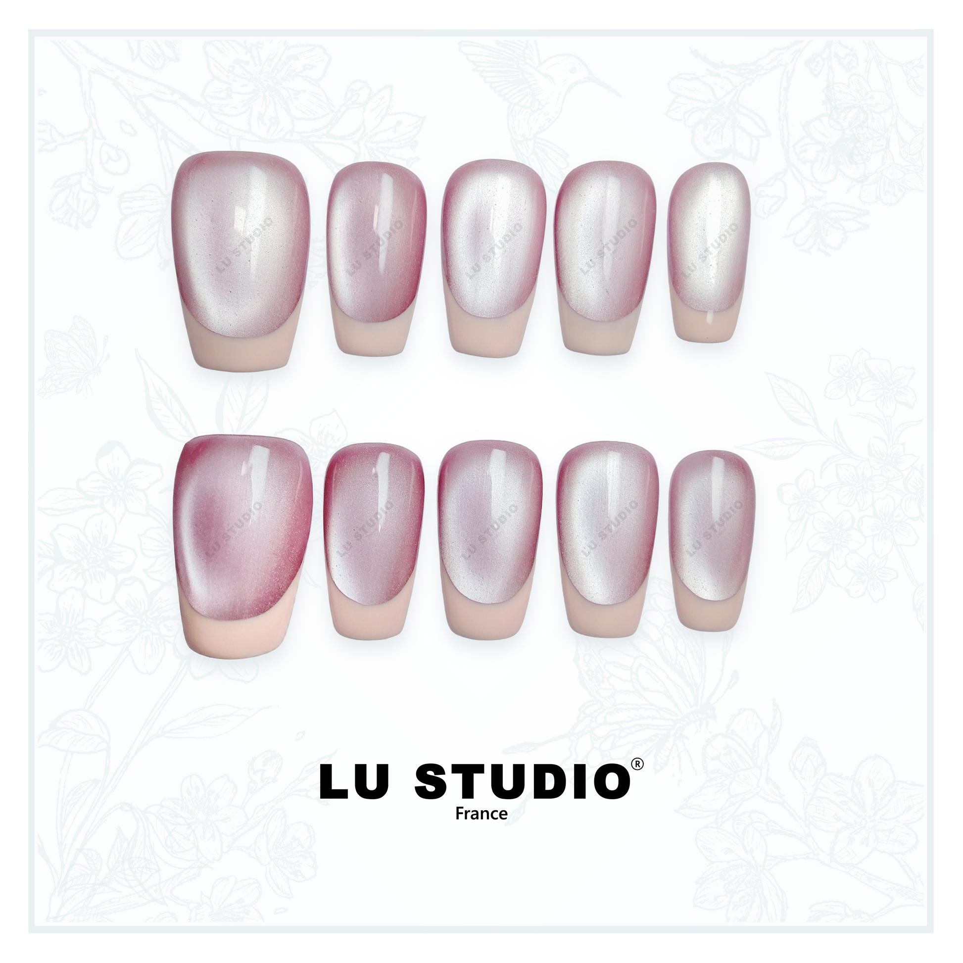 F43 - French rose doux  |  Faux-ongles réutilisables - Press on nails