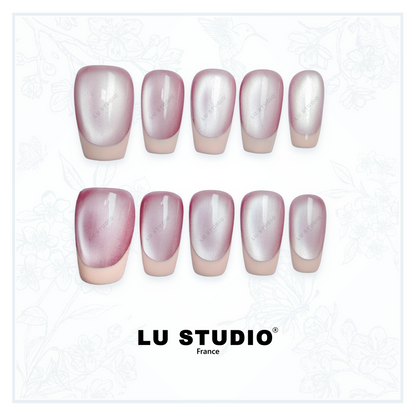 F43 - French rose doux  |  Faux-ongles réutilisables - Press on nails