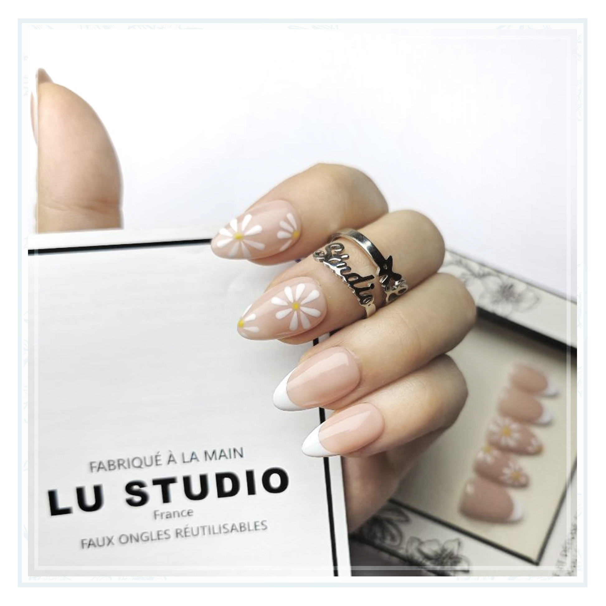 F45 - Paquerettes  |  Faux-ongles réutilisables - Press on nails