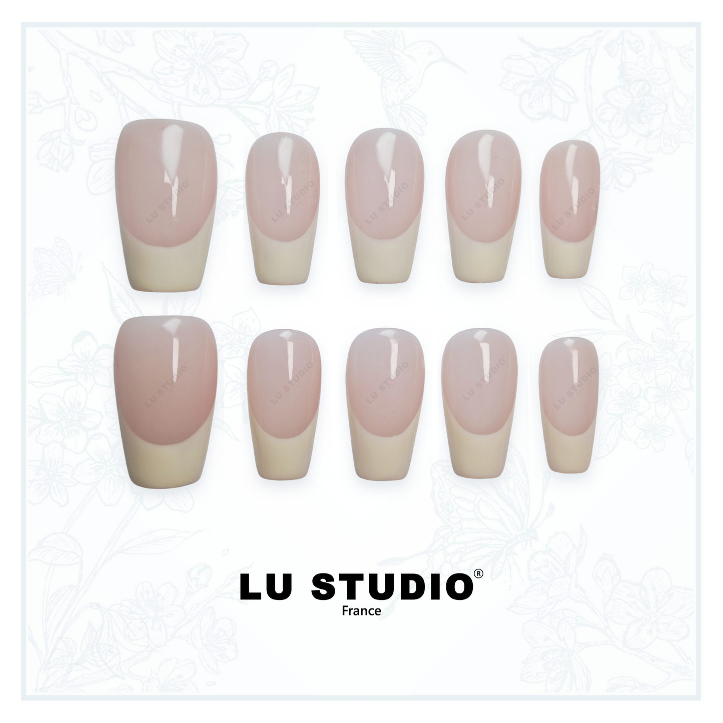 F49 - Classique French  |  Faux-ongles réutilisables - Press on nails