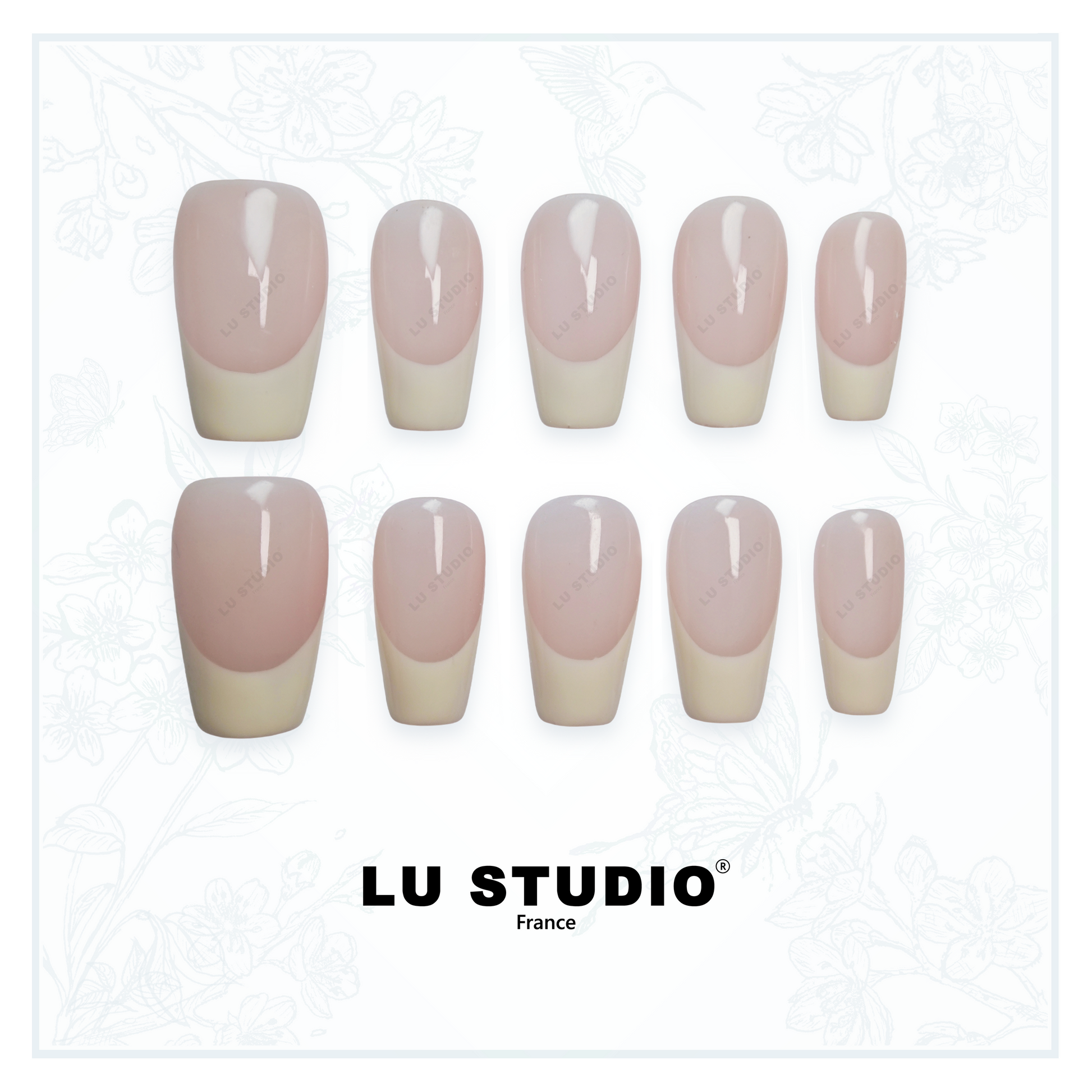 F49 - Classique French  |  Faux-ongles réutilisables - Press on nails