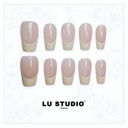 F49 - Classique French  |  Faux-ongles réutilisables - Press on nails