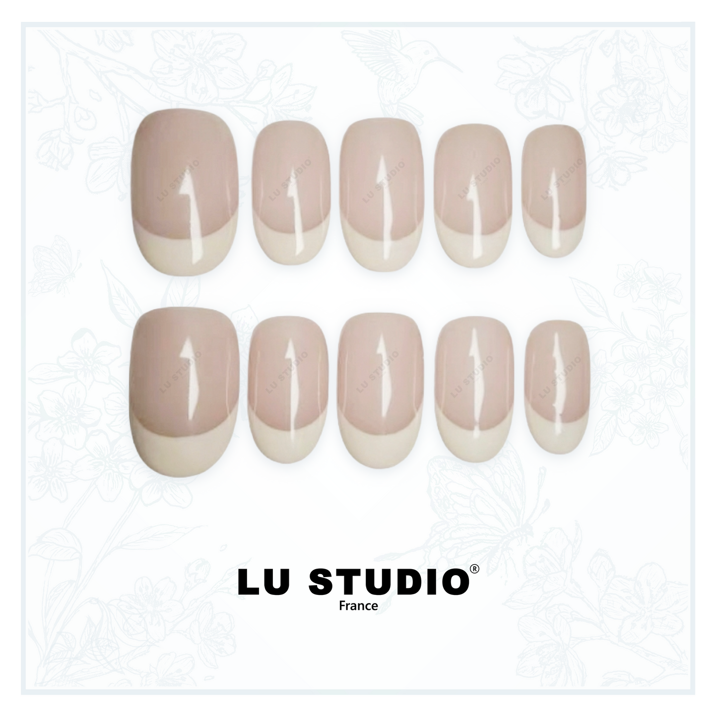 F54 - Classique French  |  Faux-ongles réutilisables - Press on nails