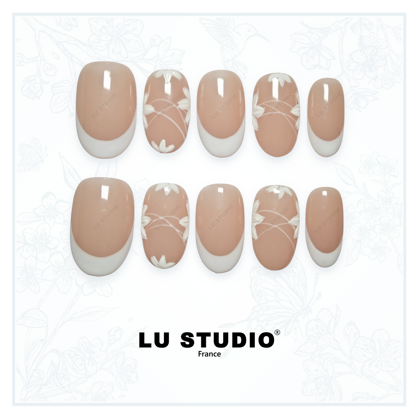 F54 - Dentelle  |  Faux-ongles réutilisables - Press on nails