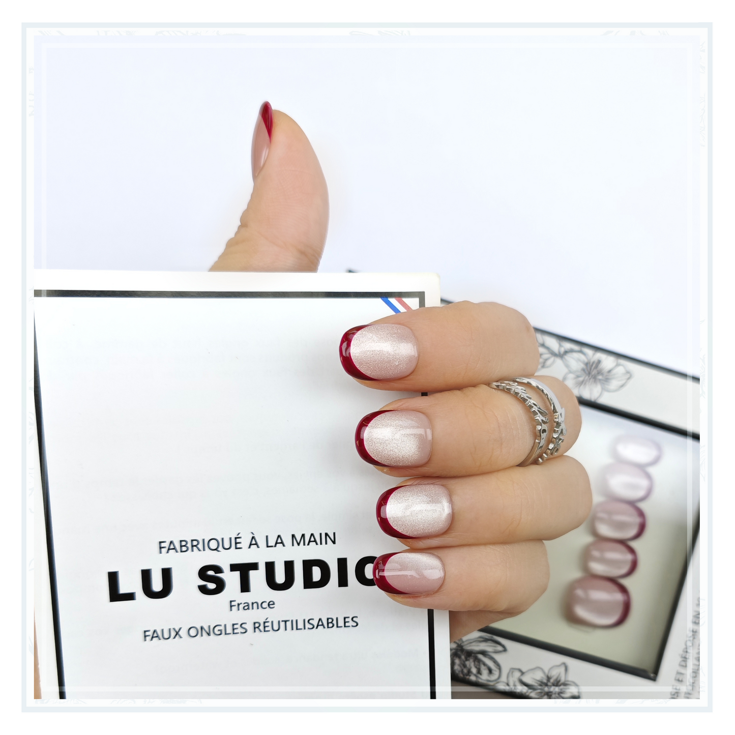 F57 - Rose Champagne et Vin   |  Faux-ongles réutilisables - Press on nails