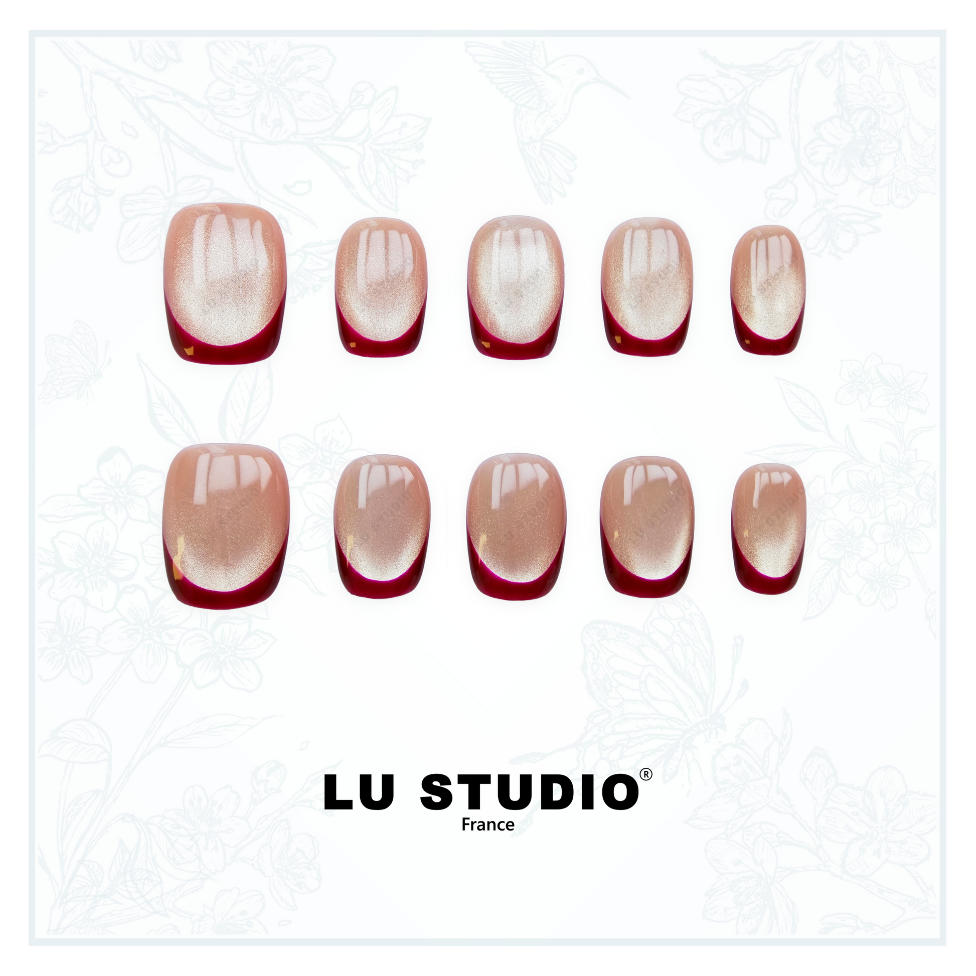 F57 - Rose Champagne et Vin   |  Faux-ongles réutilisables - Press on nails