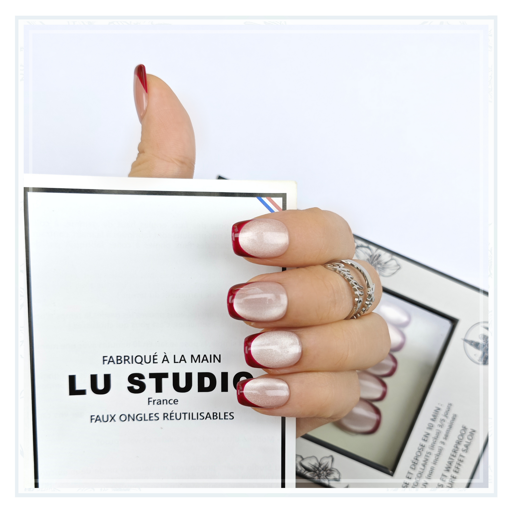 F57 - Rose Champagne et Vin   |  Faux-ongles réutilisables - Press on nails