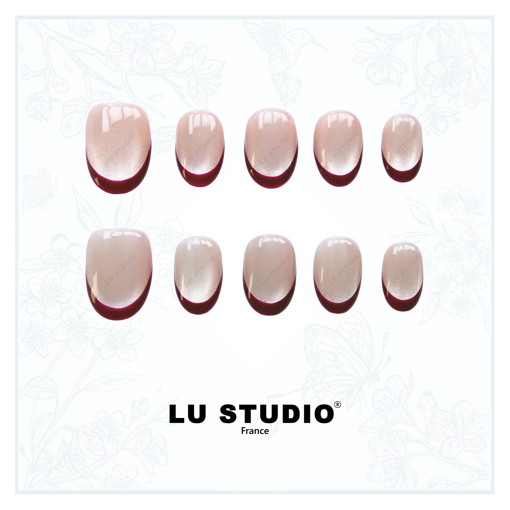 F57 - Rose Champagne et Vin   |  Faux-ongles réutilisables - Press on nails