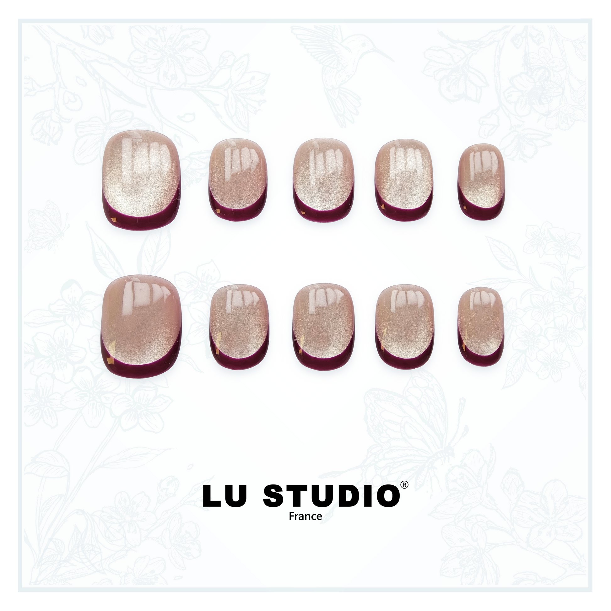 F57 - Rose Champagne et Vin   |  Faux-ongles réutilisables - Press on nails