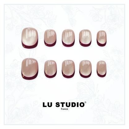 F57 - Rose Champagne et Vin   |  Faux-ongles réutilisables - Press on nails