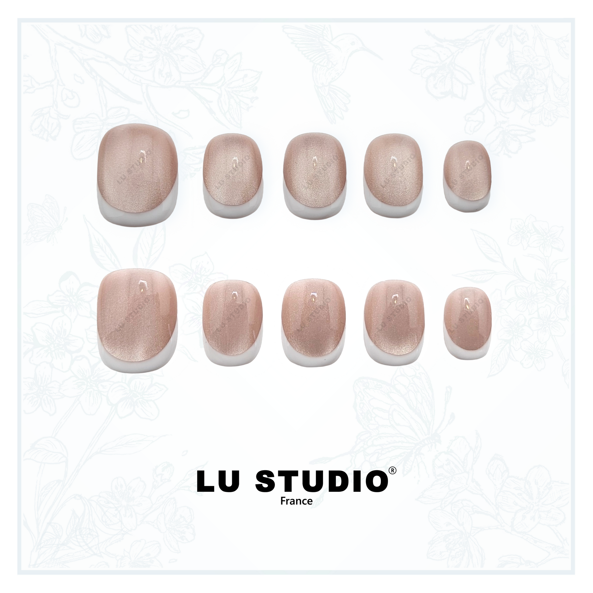 F59 - Natural french Cat Eyes  |  Faux-ongles réutilisables - Press on nails
