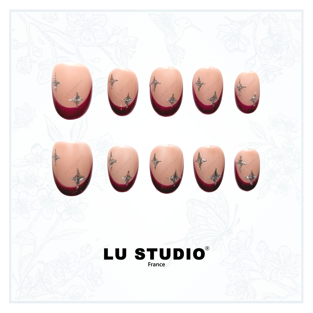 F64 - Eclat de Givre Rouge | Faux-ongles réutilisables - Press on nails