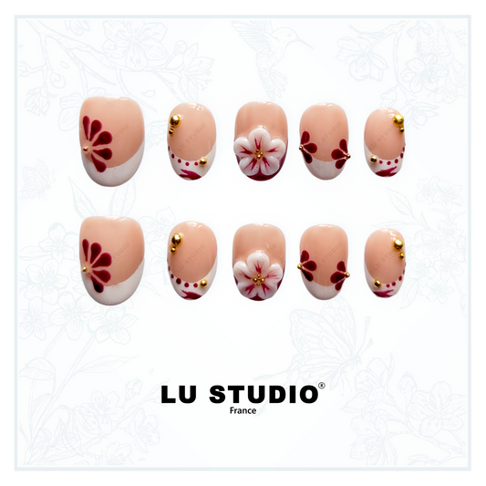 F73 - Fleur de Cerisier  |  Faux-ongles réutilisables - Press on nails