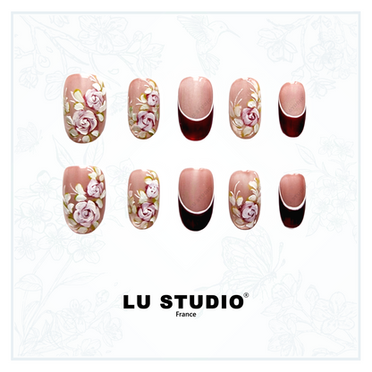 F75 - French Rosiers Rouges | Faux-ongles réutilisables - Press on nails