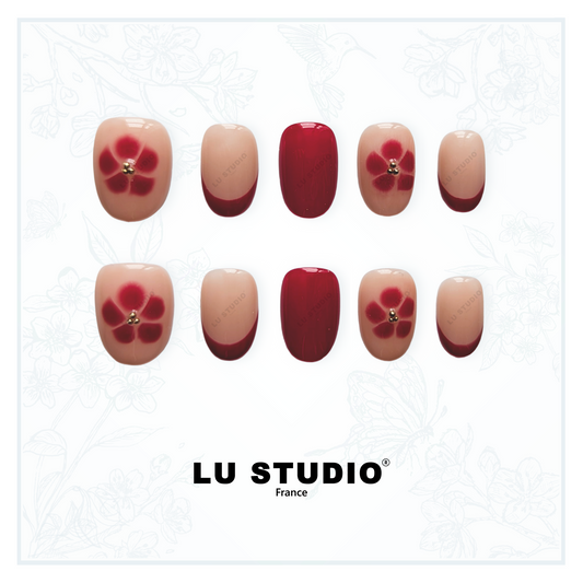 F79 - Douceur Red  |  Faux-ongles réutilisables - Press on nails
