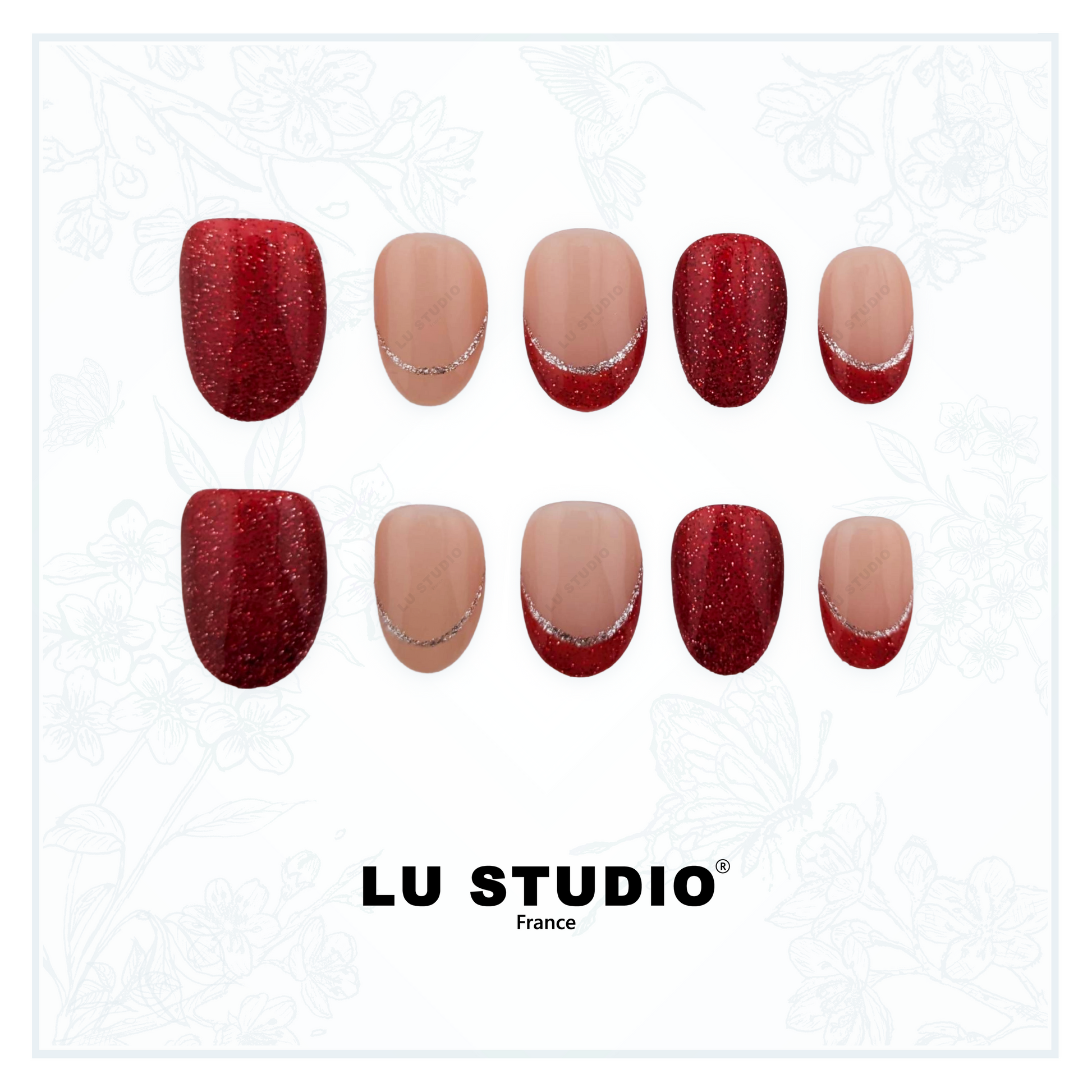 F85 - French rouge brillante   |  Faux-ongles réutilisables - Press on nails