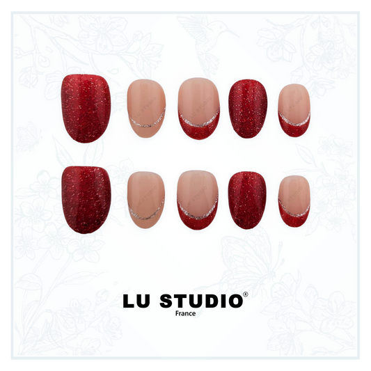 F85 - French rouge brillante   |  Faux-ongles réutilisables - Press on nails