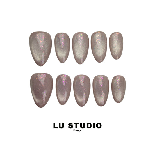 Féérie de Rose et d'Argent Faux-ongles réutilisables Press on nails 