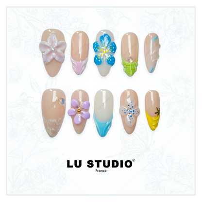 Fleur océaniques  |  Faux-ongles réutilisables - Press on nails