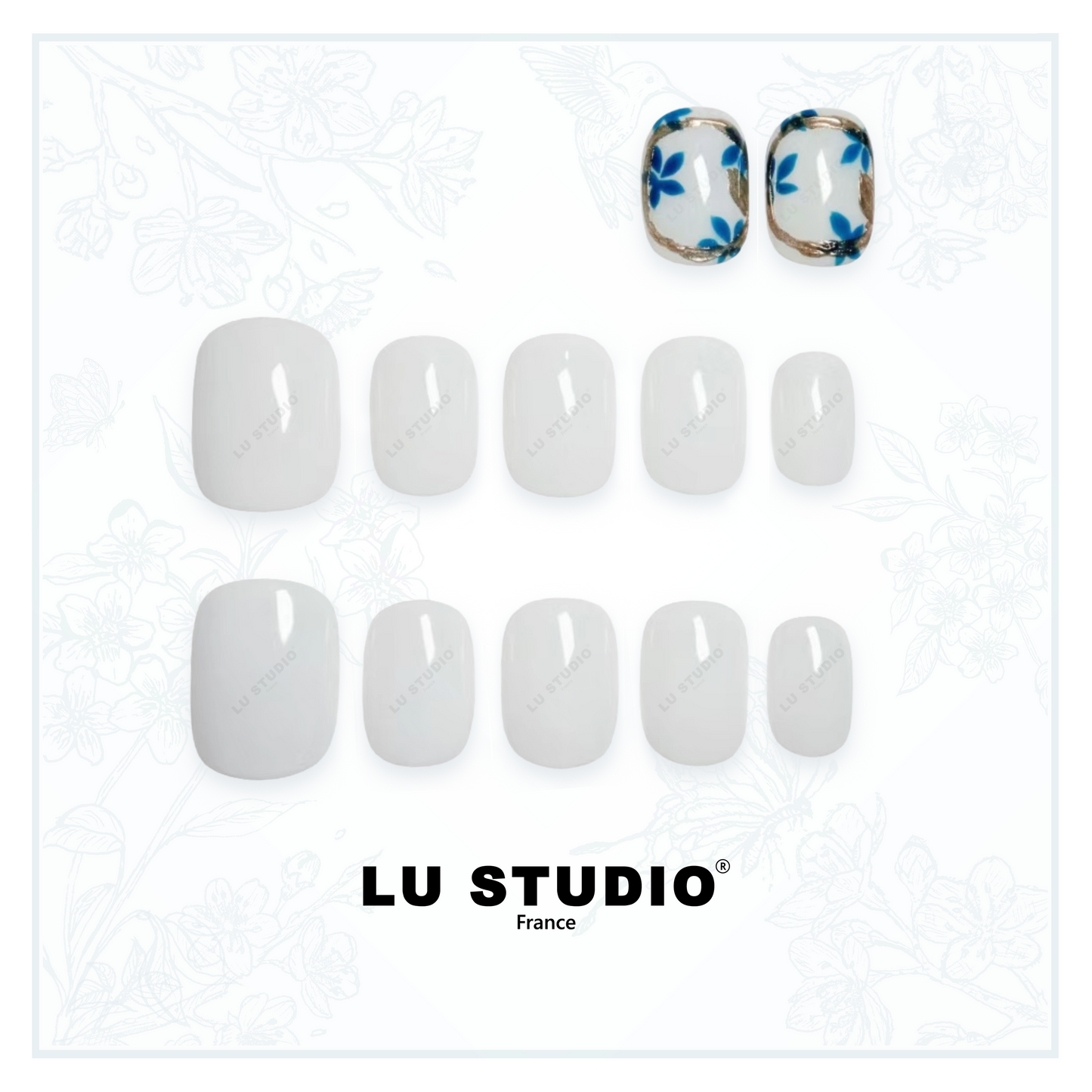 LT08 - Porcelaine de la reine  |  Faux-ongles réutilisables - Press on nails