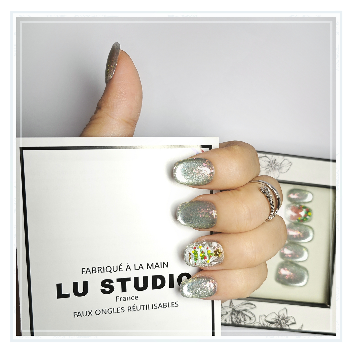 LT13 - Sapin Scintillant  |  Faux-ongles réutilisables - Press on nails