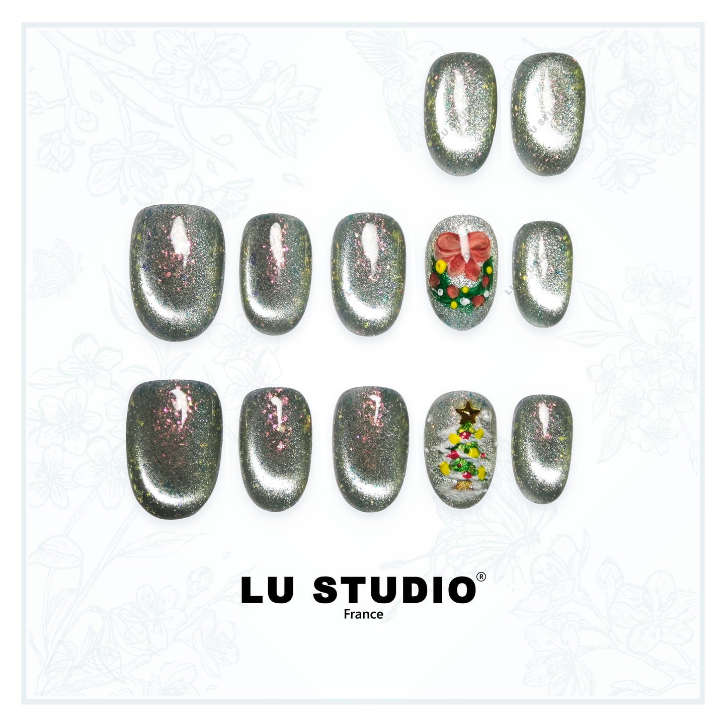 LT13 - Sapin Scintillant  |  Faux-ongles réutilisables - Press on nails