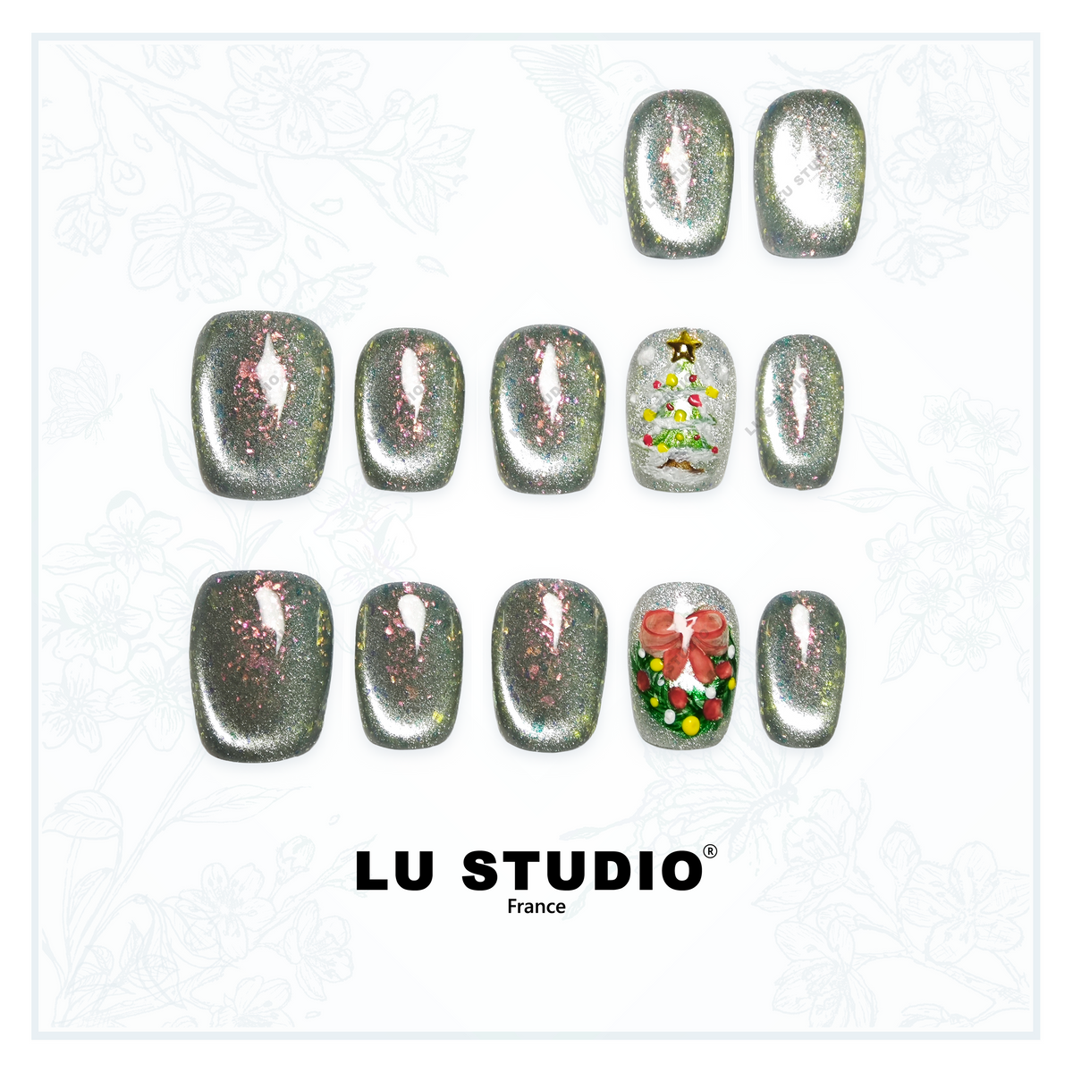 LT13 - Sapin Scintillant | Faux-ongles réutilisables - Press on nails