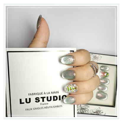 LT13 - Sapin Scintillant | Faux-ongles réutilisables - Press on nails