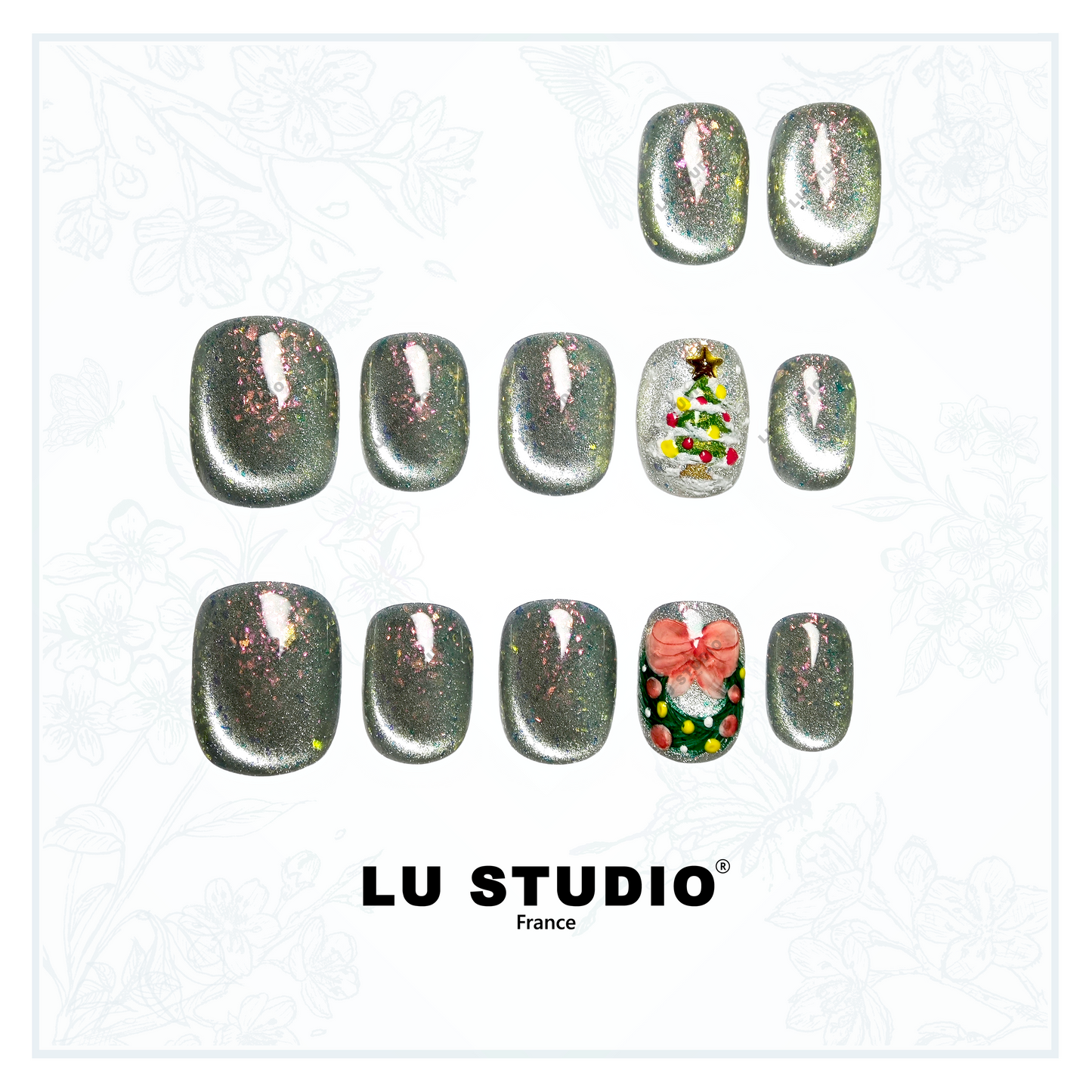 LT13 - Sapin Scintillant  |  Faux-ongles réutilisables - Press on nails