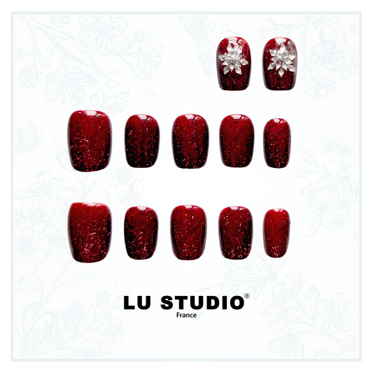 LT30 - Grenat étoilé | Faux-ongles réutilisables - Press on nails