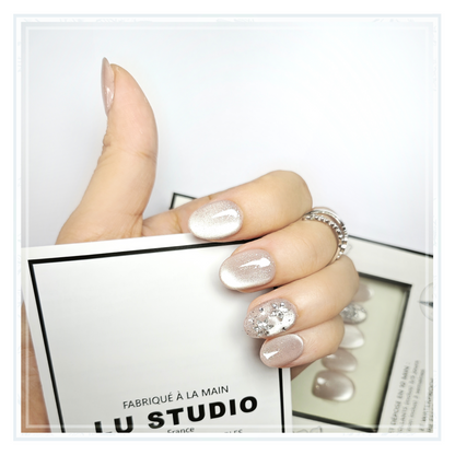 LT33 - Perle Givrée  |  Faux-ongles réutilisables - Press on nails