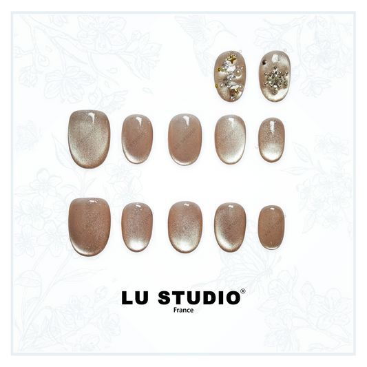 LT35 - Nacre et Joyaux | Faux-ongles réutilisables - Press on nails