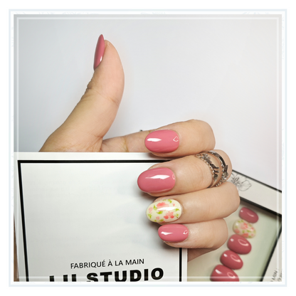 LT38 - Rose du matin  |  Faux-ongles réutilisables - Press on nails