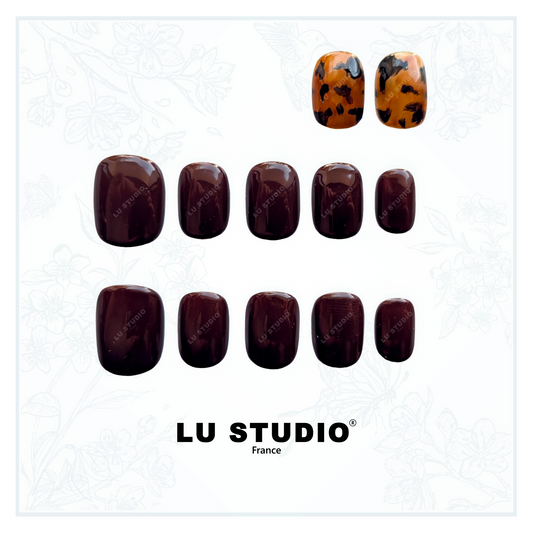 LT49 - Marron et sa pointe de noir  |  Faux-ongles réutilisables - Press on nails