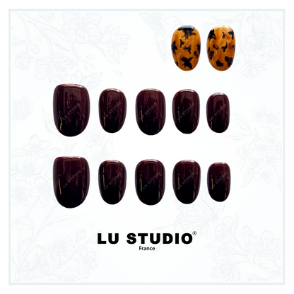 LT49 - Marron et sa pointe de noir  |  Faux-ongles réutilisables - Press on nails