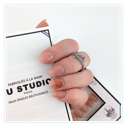LT51 - Rose rouge nude  |  Faux-ongles réutilisables - Press on nails