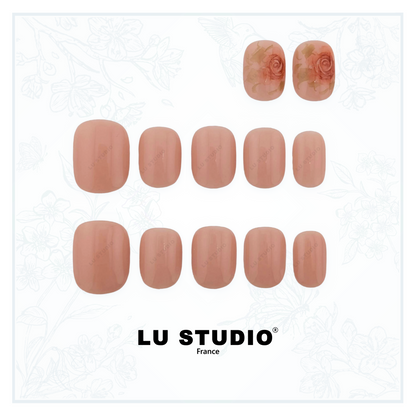 LT51 - Rose rouge nude  |  Faux-ongles réutilisables - Press on nails