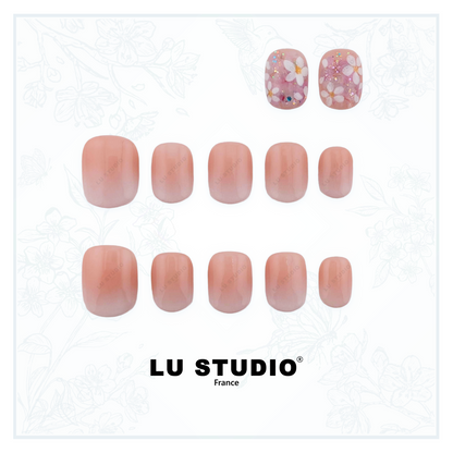 LT52 - Baby boomer et ses fleurs sèches  |  Faux-ongles réutilisables - Press on nails