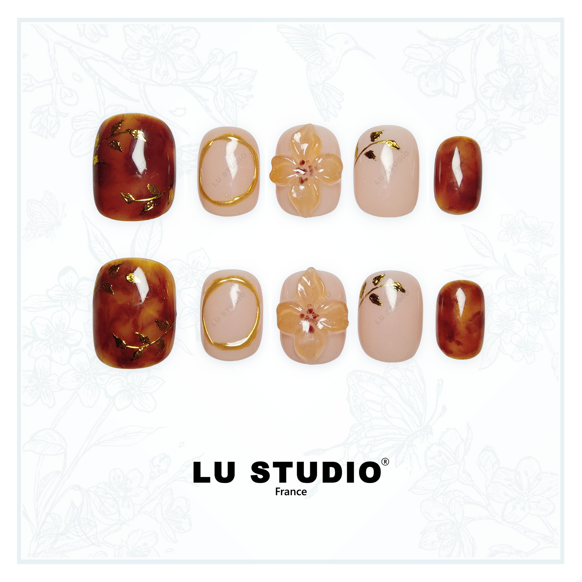 M103 - Ambre Dorée  |  Faux-ongles réutilisables - Press on nails