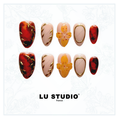 M104 - Automne Doré  |  Faux-ongles réutilisables - Press on nails