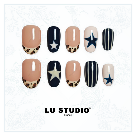 M112 - Rayures Marines | Faux-ongles réutilisables - Press on nails