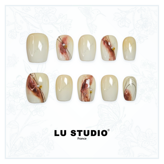 M114 - Marbre Ivoire  |  Faux-ongles réutilisables - Press on nails