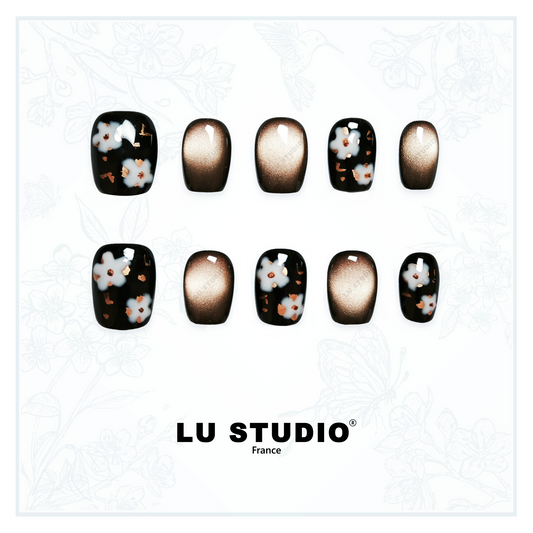 M115 - Fleurs de Minuit  |  Faux-ongles réutilisables - Press on nails