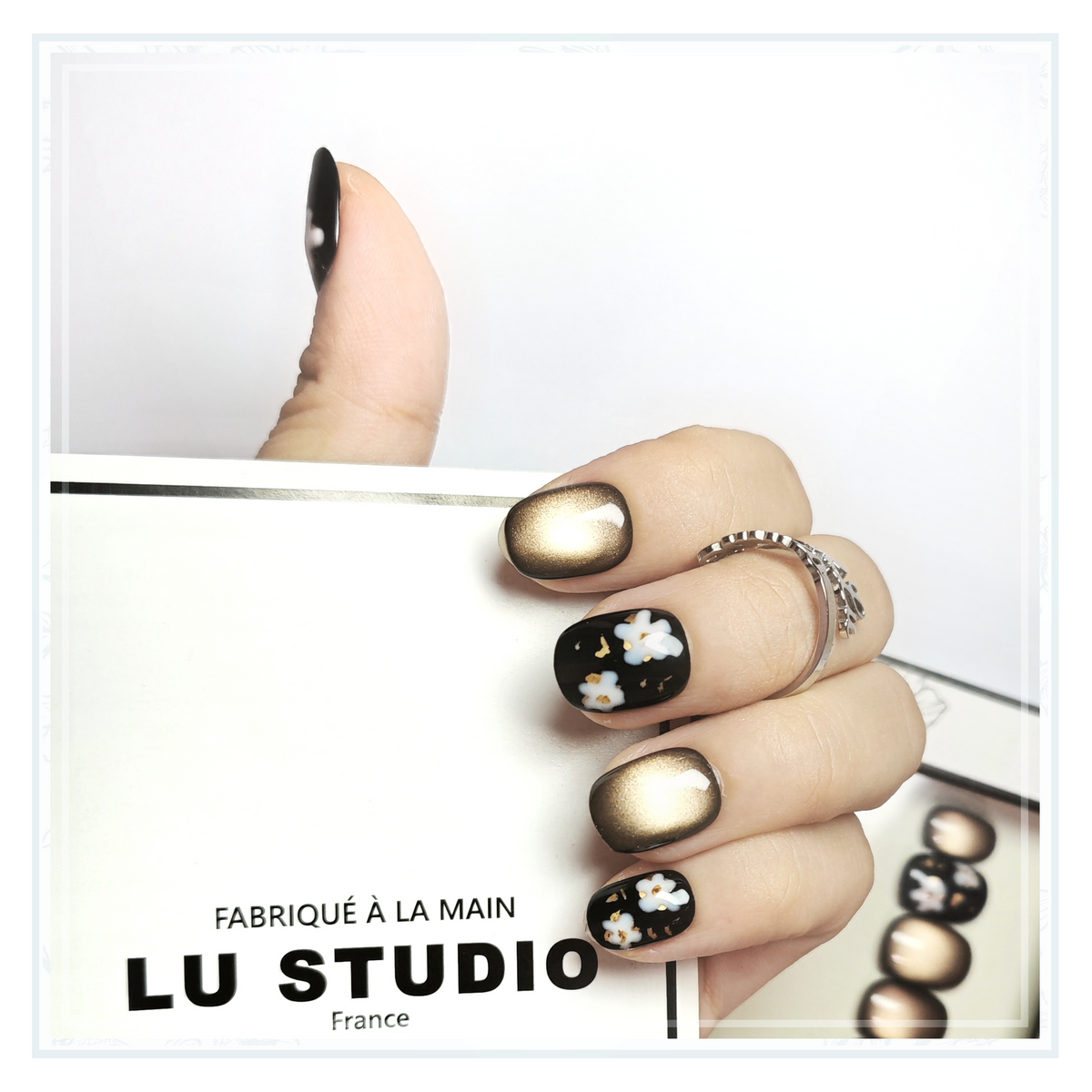 M115 - Fleurs de Minuit | Faux-ongles réutilisables - Press on nails