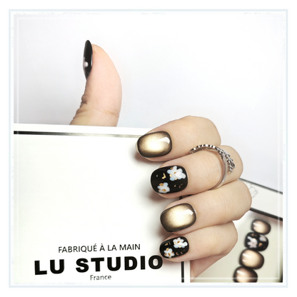 M115 - Fleurs de Minuit | Faux-ongles réutilisables - Press on nails
