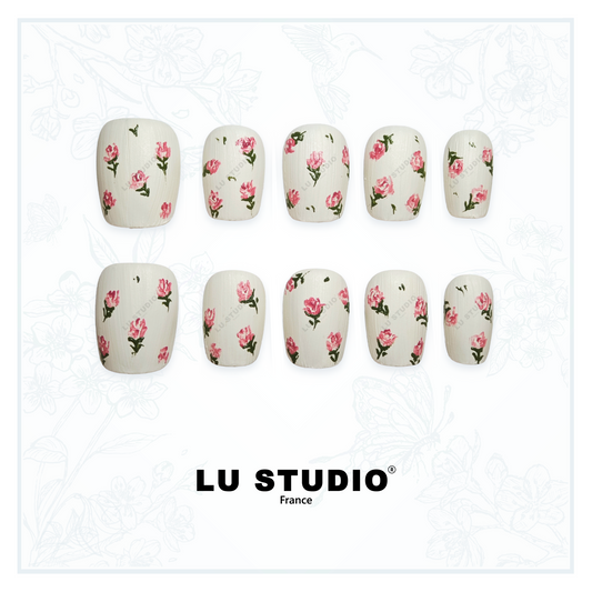 M116- Roses Vintage | Faux-ongles réutilisables - Press on nails